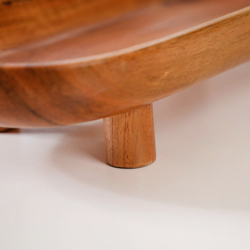 Natural Acacia Wood Oval Platter With Legs - Wooden platter, serving platter, decorative platter, wooden serving platter