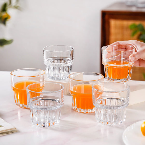 Small Stackable Juice Glass Set Of 6 250ml