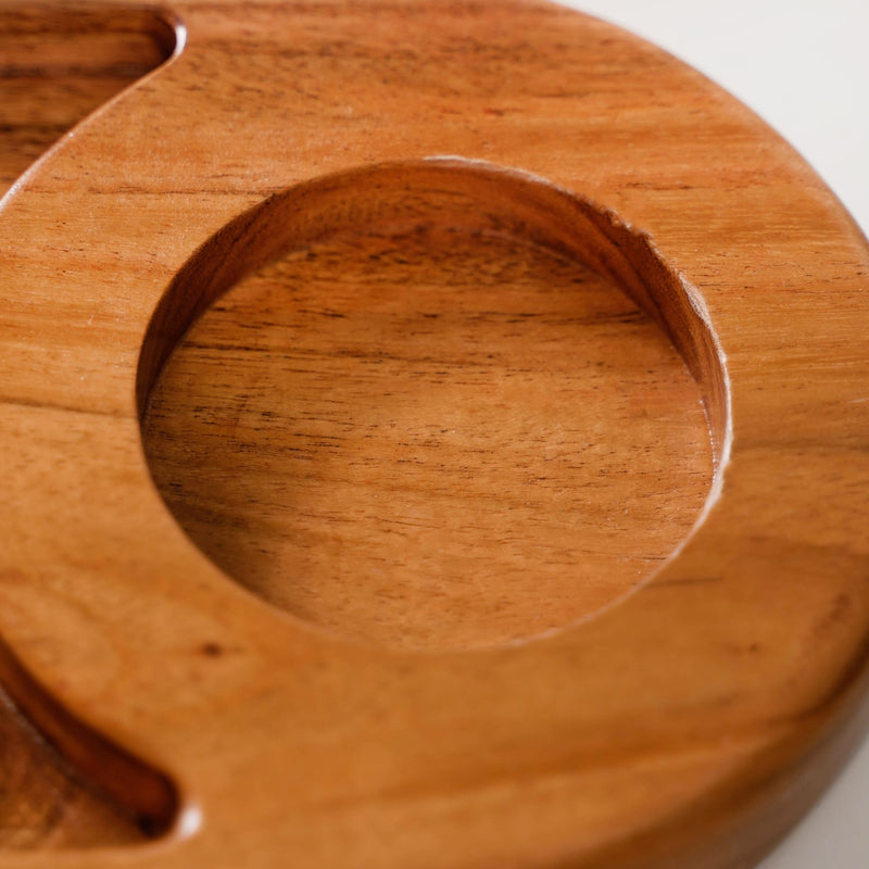 Wooden Snack Platter With Dip Bowls - Serving platter, serving platter for snacks, platter set, serving platter set