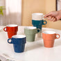 Stackable Cups Set of 6 Multicolour With Box 250ml - Tea cups, tea cup set, coffee cups, coffee cup set, ceramic cups, ceramic tea cups