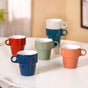 Stackable Cups Set of 6 Multicolour With Box 250ml - Tea cups, tea cup set, coffee cups, coffee cup set, ceramic cups, ceramic tea cups