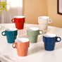 Stackable Cups Set of 6 Multicolour With Box 250ml - Tea cups, tea cup set, coffee cups, coffee cup set, ceramic cups, ceramic tea cups