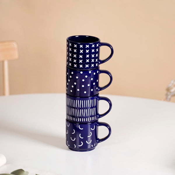 Navy Blue Chic Stackable Cups Set Of 4 220ml