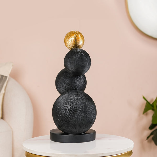 Stacked Modern Sphere Sculpture Black And Gold