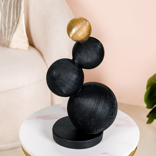 Stacked Modern Sphere Sculpture Black And Gold