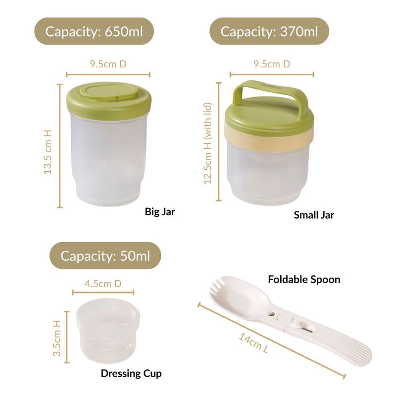 Stacko Breakfast Salad Box With Dressing Cup Green 1020ml