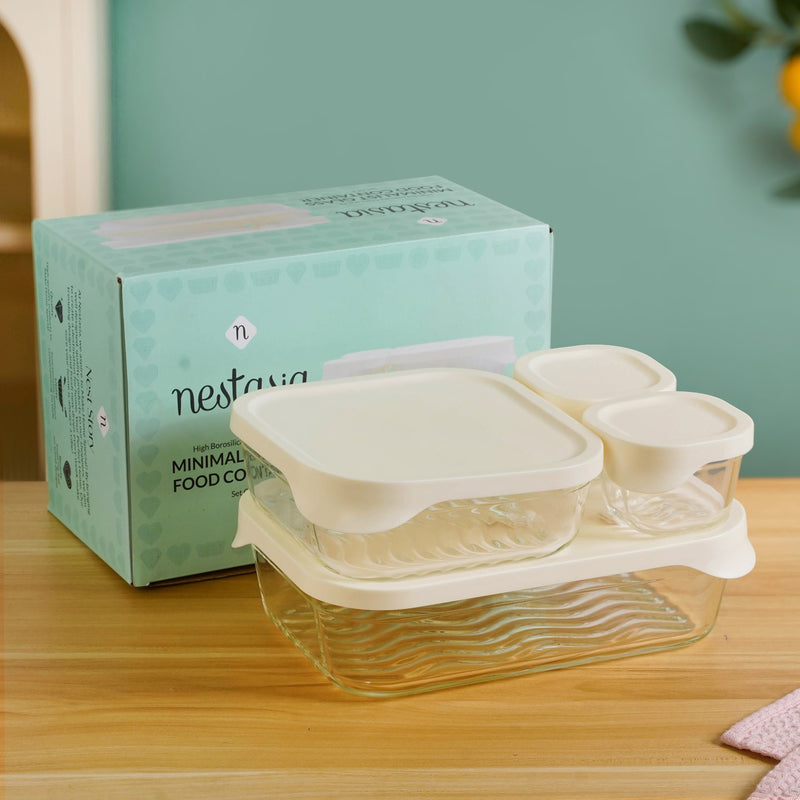 Groovo Lite Glass Food Container Set Of 4 220ml 1320ml 2500ml