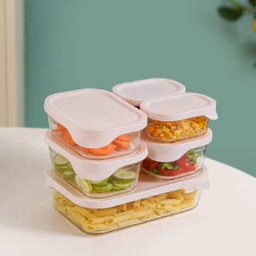 Groovo Lite Microwave Safe Glass Food Container Set Of 6 370ml 930ml 1120ml 2500ml