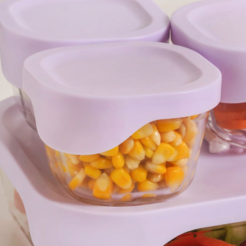 Groovo Lite Premium Borosilicate Food Container Set Of 5 220ml 1320ml