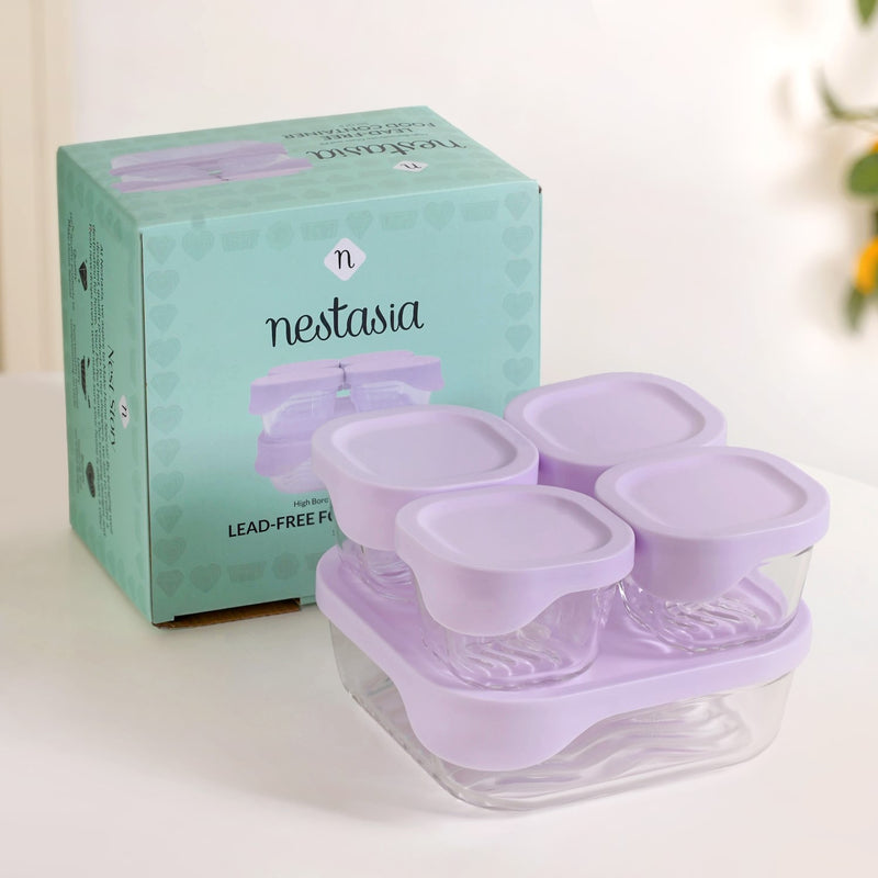 Groovo Lite Premium Borosilicate Food Container Set Of 5 220ml 1320ml
