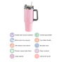 Stainless Steel Vacuum Insulated Tumbler With Lid Pink 1200ml- Stainless steel water bottle, insulated water bottle, water bottle with straw