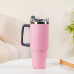 Stainless Steel Vacuum Insulated Tumbler With Lid Pink 1200ml- Stainless steel water bottle, insulated water bottle, water bottle with straw