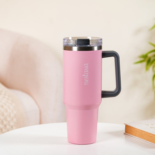 Stainless Steel Vacuum Insulated Tumbler With Lid Pink 1200ml