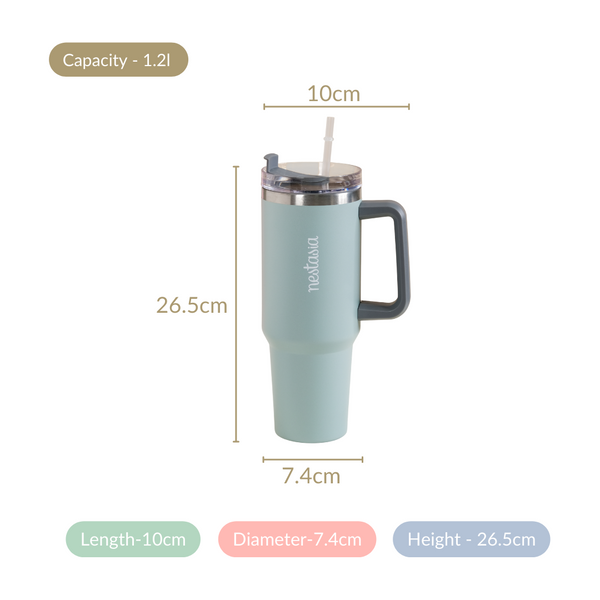 Steel Drink Bottle With Handle For Travel Leakproof Insulated Green 1200ml