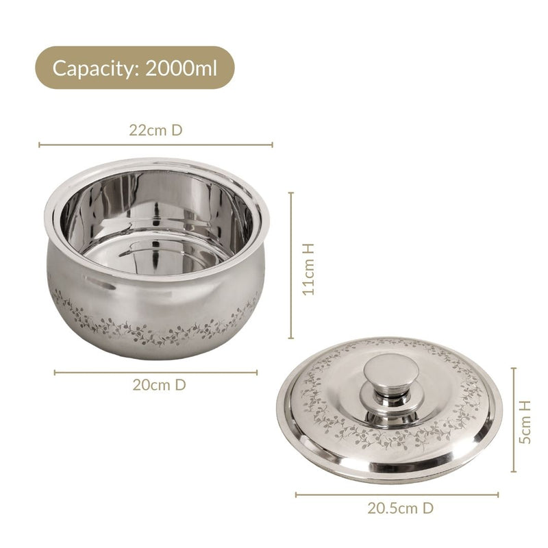 Stainless Steel Curry Serving Casserole 2000ml