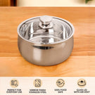 Stainless Steel Double Walled Casserole With Glass Lid 1000ml