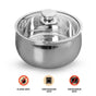 Stainless Steel Double Walled Casserole With Glass Lid 1000ml