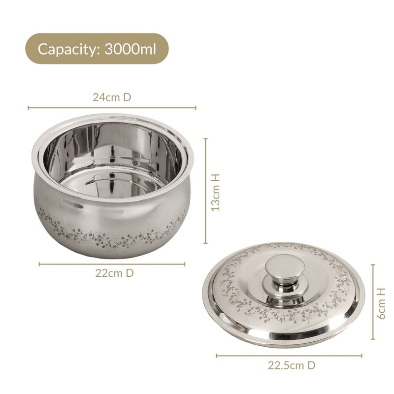 Stainless Steel Double Walled Curry Serving Casserole 3000ml