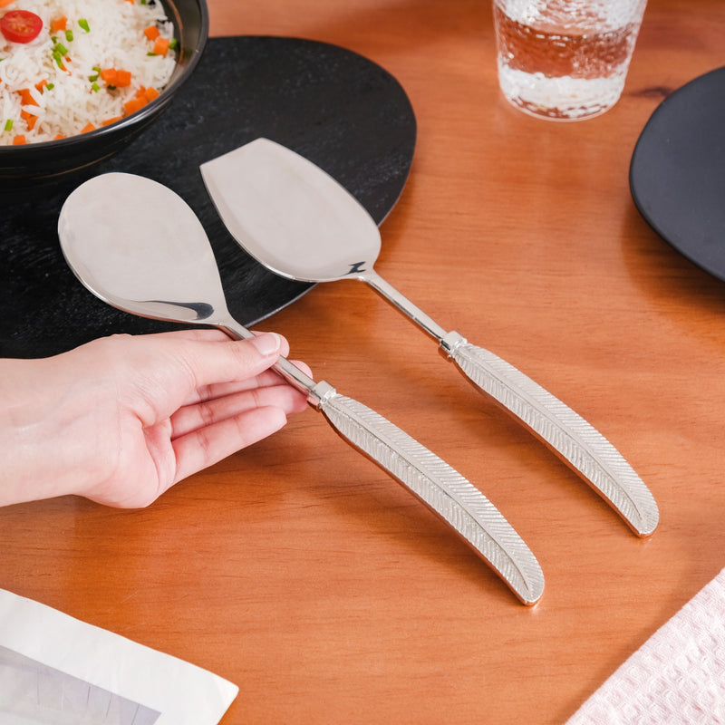 Feather Touch Stainless Steel Serving Spoon Set Of 2