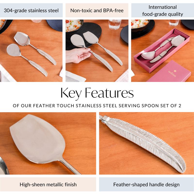 Feather Touch Stainless Steel Serving Spoon Set Of 2