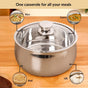 Stainless Steel Insulated Casserole With Glass Lid 2000ml