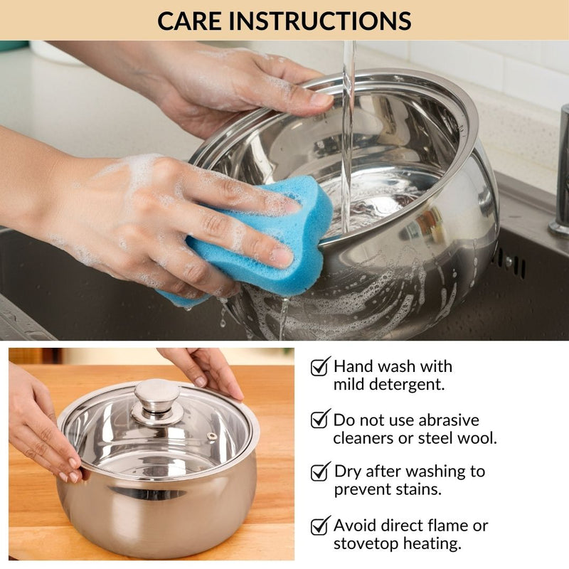 Stainless Steel Insulated Casserole With Glass Lid 2000ml