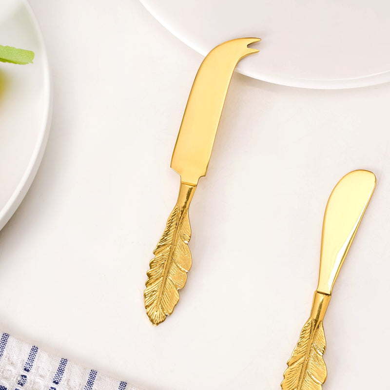 Luxury Gold Butter Knife And Cheese Knife Set Of 2
