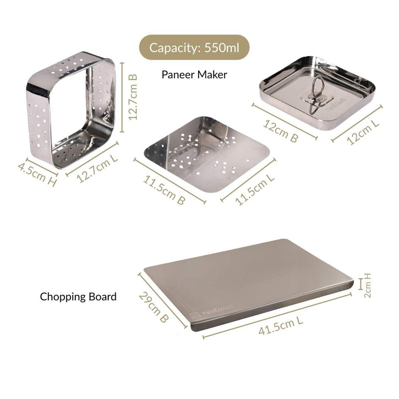 Stainless Steel Paneer Maker And Chopping Board Set Of 2