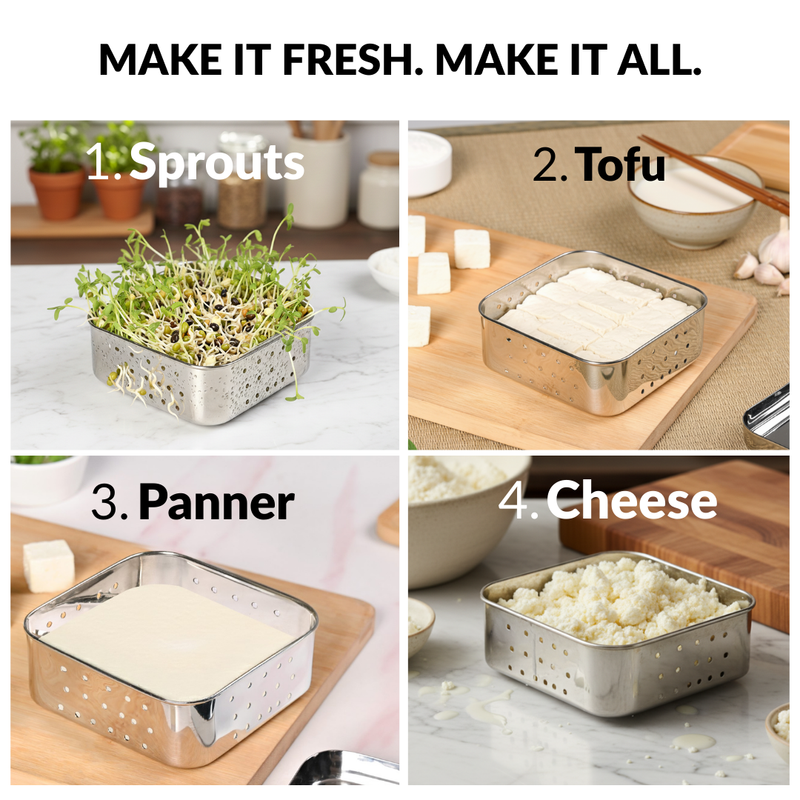 Stainless Steel Paneer Maker Mould With Press 450ml