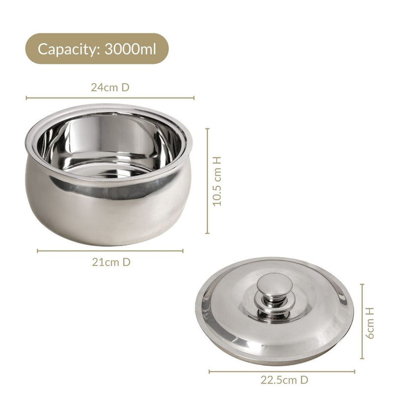 Stainless Steel Rice And Roti Casserole 3000ml