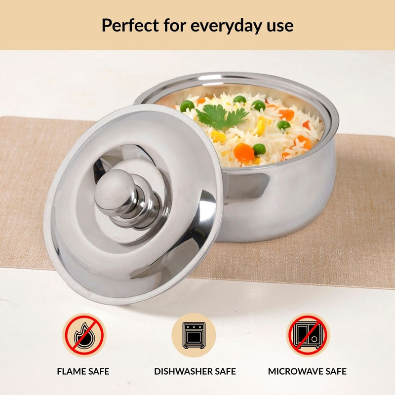 Stainless Steel Rice And Roti Casserole 3000ml