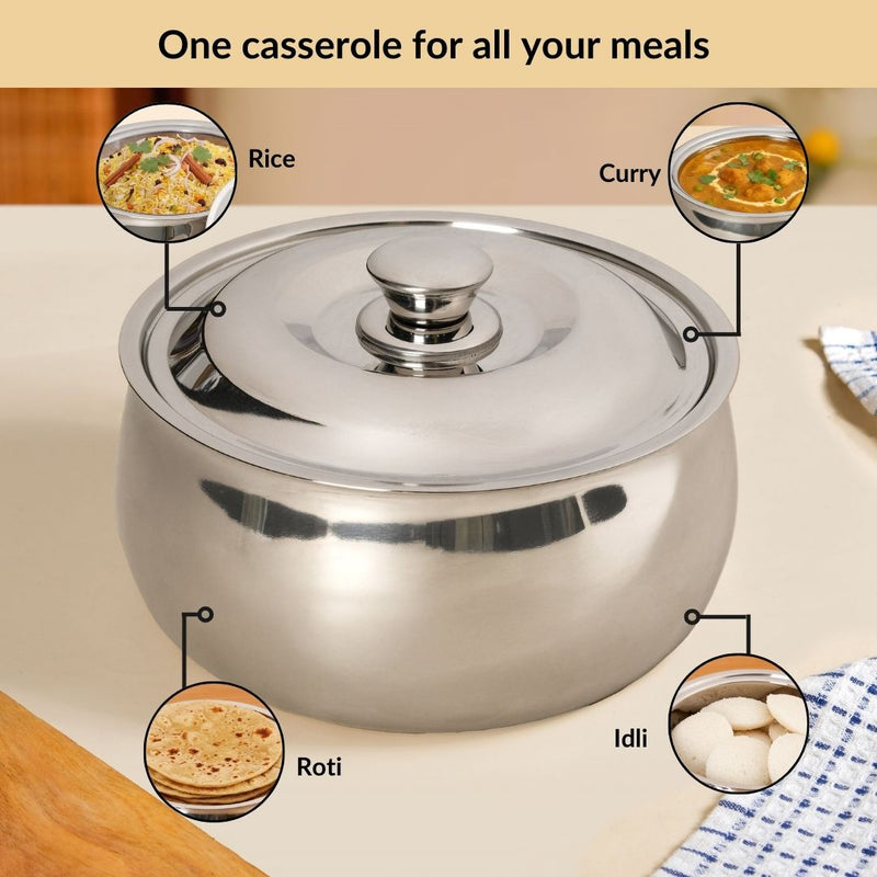 Stainless Steel Rice And Roti Casserole 3000ml