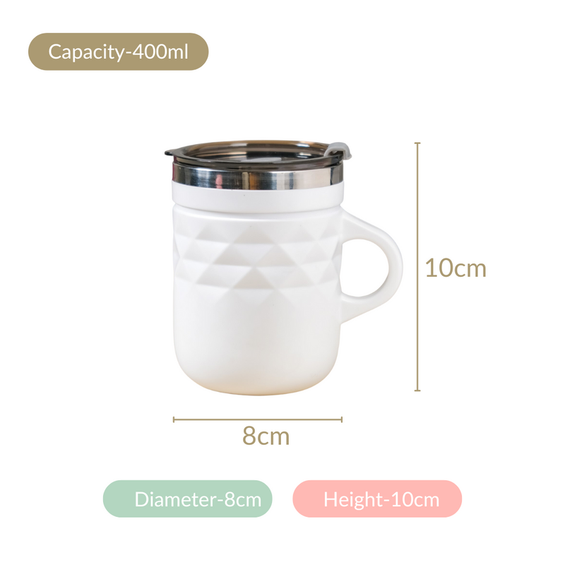 Coffee Mug Set Of 2 White 400ml - Travel mugs, travel mugs with lids, coffee mugs, insulated mugs, travel coffee mugs, white mugs