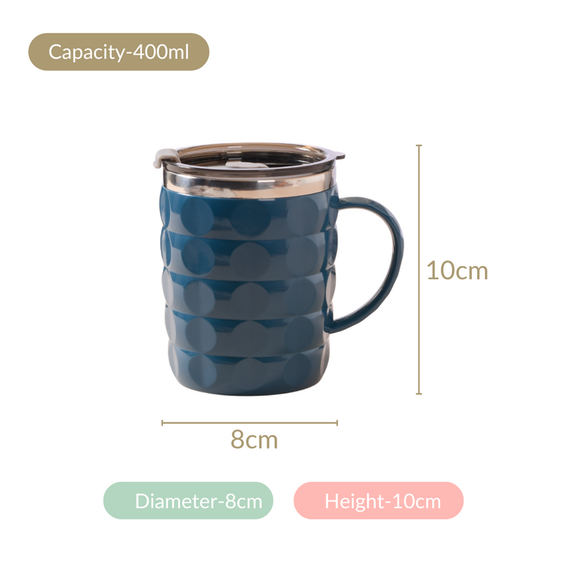 Travel Mug With Lid Set Of 2 Blue 400ml - Travel mug, travel coffee mug, coffee mug with lid, tea mug, tea mug with lid, portable coffee mug