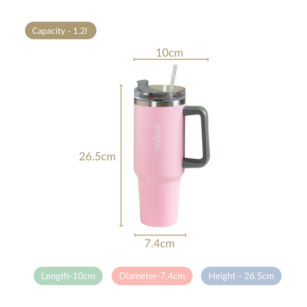 Adventure Quencher Bottle Mug With Straw Pink 1.2L