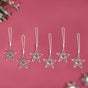 Set Of 6 Silver Star Christmas Tree Decoration Ornaments