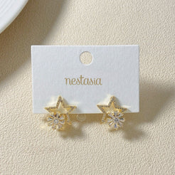 Star Studs With Rotating Floral Accent