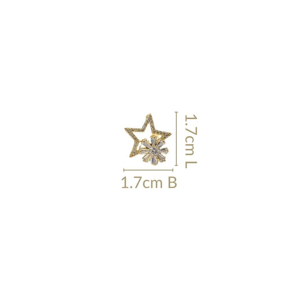 Star Studs With Rotating Floral Accent