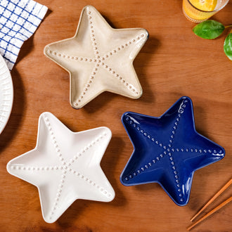 Star Fish Ceramic Snack Plate Set Of 3