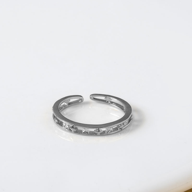 Stargaze Twin Band Silver Ring