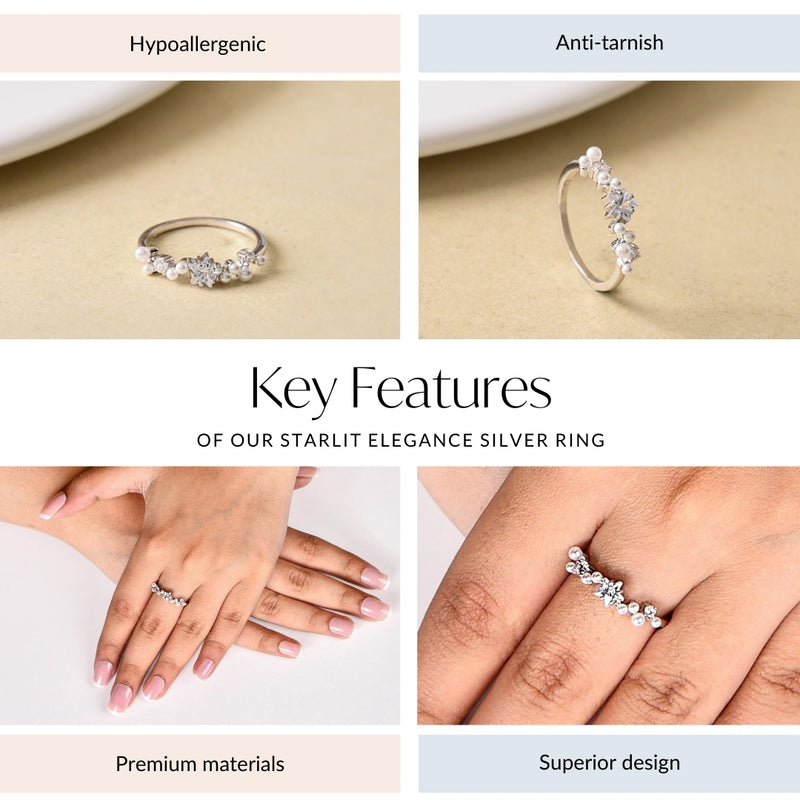 Starlit Elegance Silver Ring