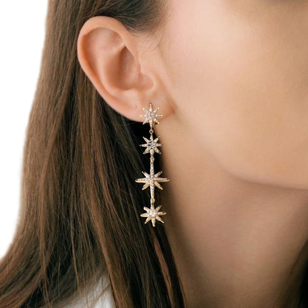 Starry Night Stone Studded Gold Earrings