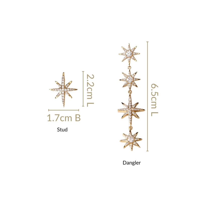 Starry Night Stone Studded Gold Earrings