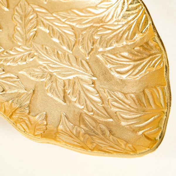 Statement Leaf Embossed Large Table Decorative Tray