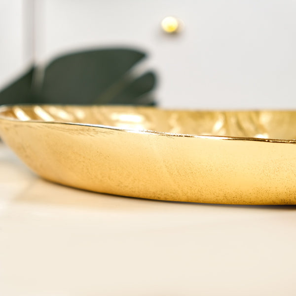 Statement Leaf Embossed Large Table Decorative Tray