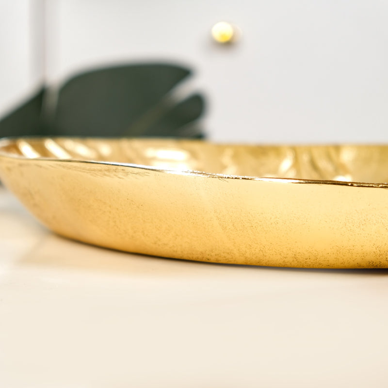 Statement Leaf Embossed Large Table Decorative Tray