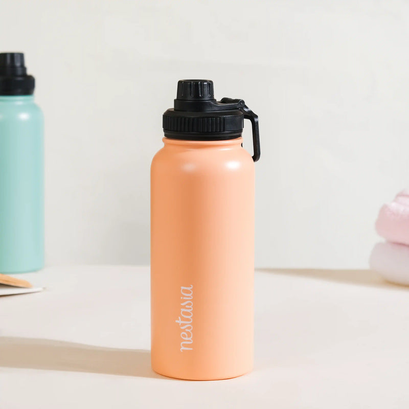Insulated Thermos Stainless Steel Water Bottle Peach 1L - Water bottle, stainless steel water bottle, insulated water bottle, BPA free water bottle