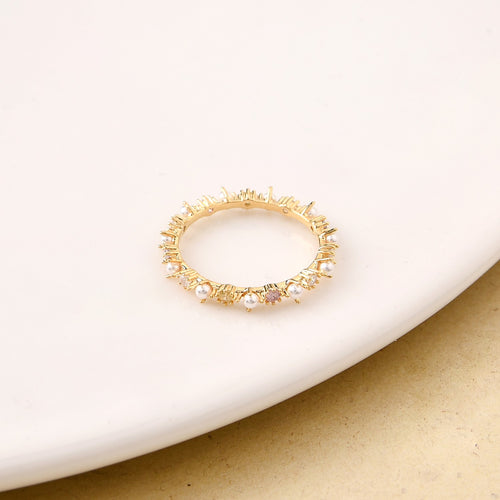 Stone And Pearl Gold Ring