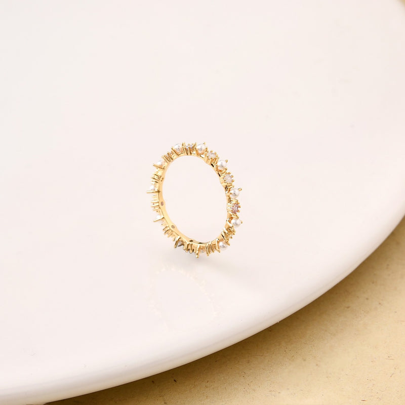 Stone And Pearl Gold Ring