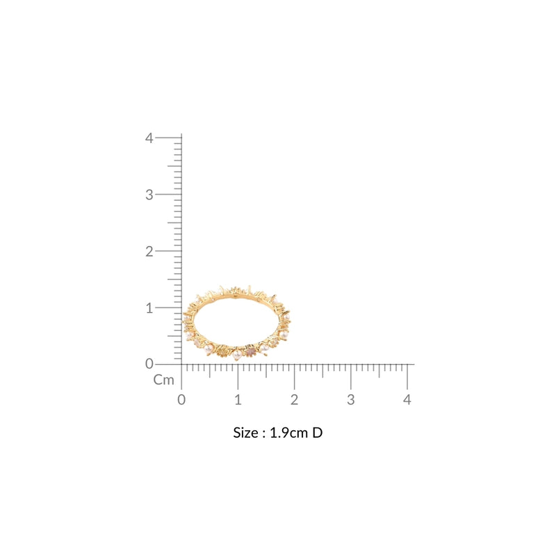 Stone And Pearl Gold Ring